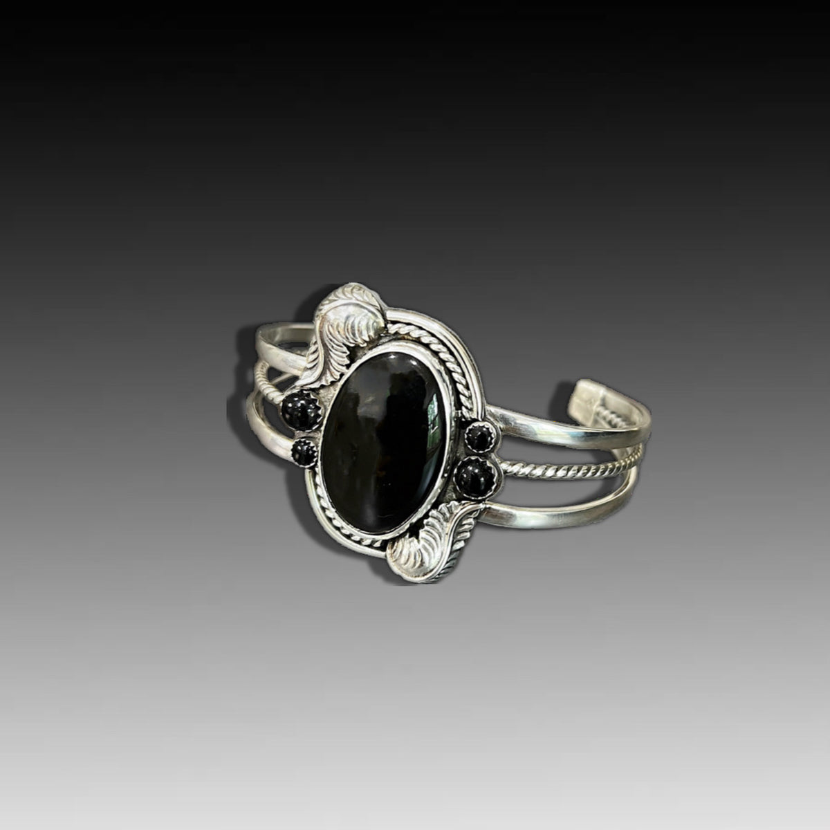 Cuff: Obsidian and Onyx – Silver Phoenix