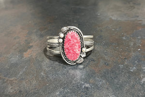 Cuff: Rhodochrosite (Thulite) and Pearls