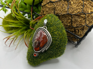Crazy Lace Agate with Carnelian Cabochon