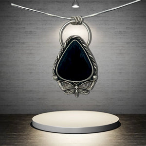 Obsidian Death Moth Pendant