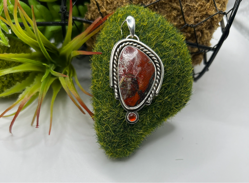 Crazy Lace Agate with Carnelian Cabochon