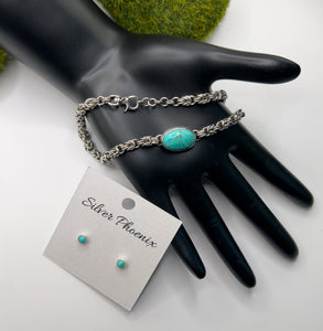 Custom: Turquoise Byzantine: Anklet and Earring set