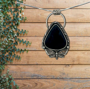 Obsidian Death Moth Pendant
