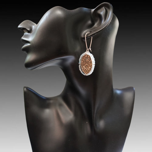 Sterling Silver and Bronze with CZ and Aquamarine beading