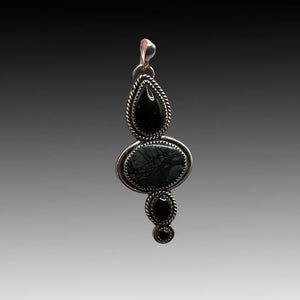 Picasso Jasper, Obsidian and Onyx pendant