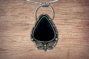 Obsidian Death Moth Pendant