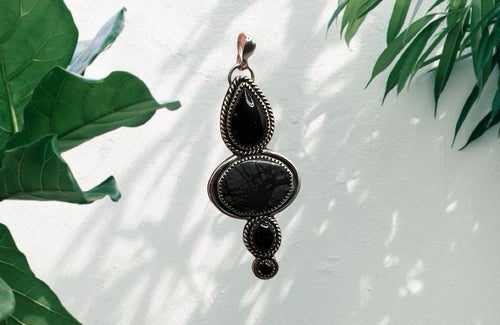 Picasso Jasper, Obsidian and Onyx pendant