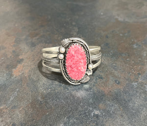 Cuff: Rhodochrosite (Thulite) and Pearls