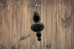Picasso Jasper, Obsidian and Onyx pendant