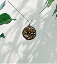 Sterling and Bronze Textured Flower Pendant