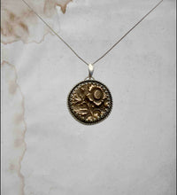 Sterling and Bronze Textured Flower Pendant