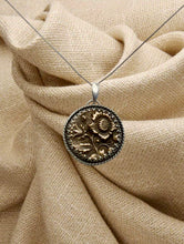 Sterling and Bronze Textured Flower Pendant