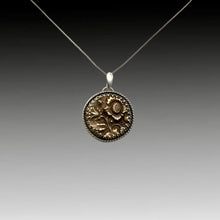 Sterling and Bronze Textured Flower Pendant