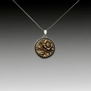 Sterling and Bronze Textured Flower Pendant