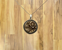 Sterling and Bronze Textured Flower Pendant