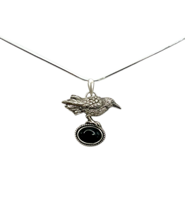 Obsidian Raven pendant