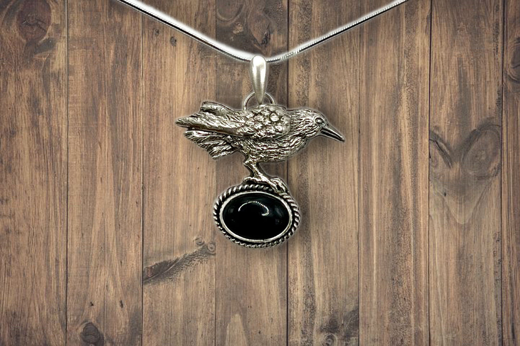 Obsidian Raven pendant