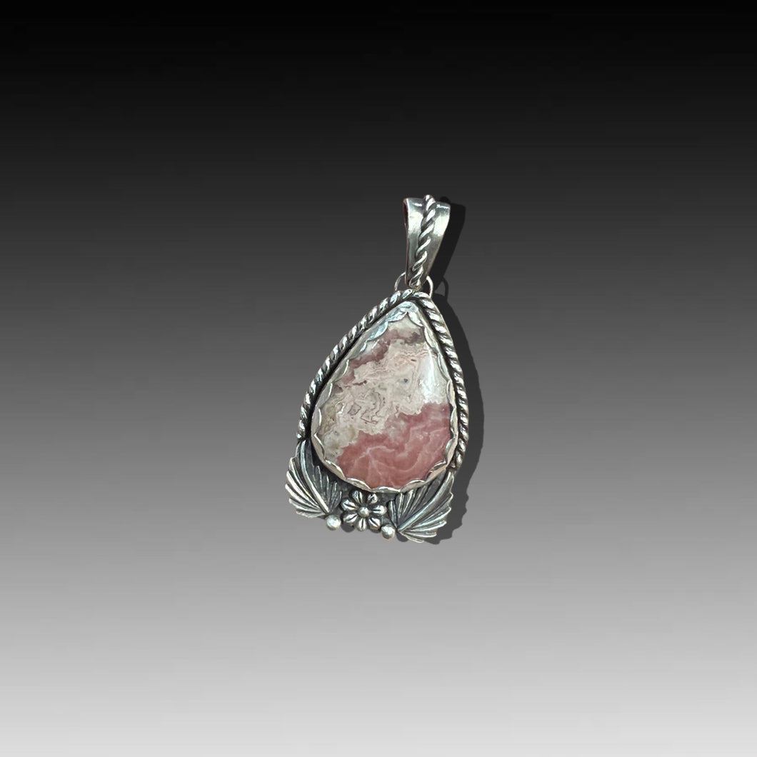 Rhodonochrosite Floral Pendant