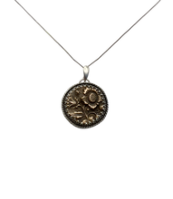 Sterling and Bronze Textured Flower Pendant
