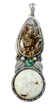 Turtella Jasper, Manganese agate, Paüa Shell Pendant