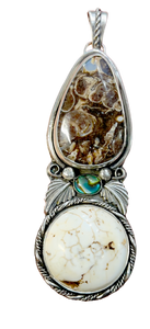 Turtella Jasper, Manganese agate, Paüa Shell Pendant