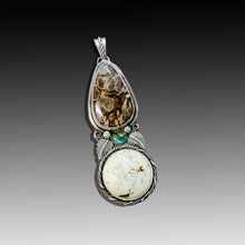 Turtella Jasper, Manganese agate, Paüa Shell Pendant