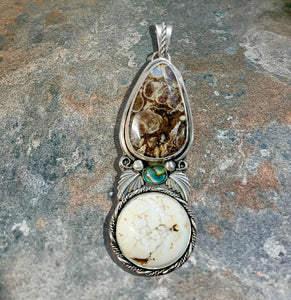 Turtella Jasper, Manganese agate, Paüa Shell Pendant