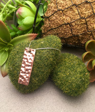Copper Vertical Bar Pendant, Hammered Texture