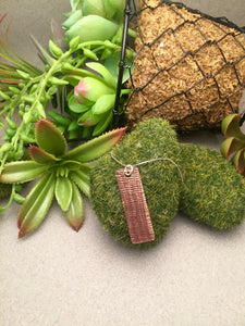 Copper Vertical Bar Pendant, Hatched Texture