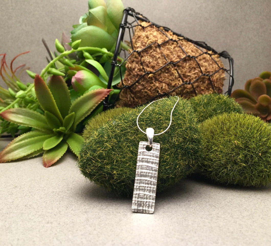 Sterling Silver Vertical Bar Pendant with Texture