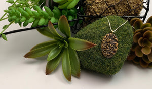 Bronze Abstract Textured Oval Pendant