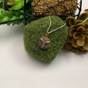 Bronze Floral Textured Pendant with clear CZ stone