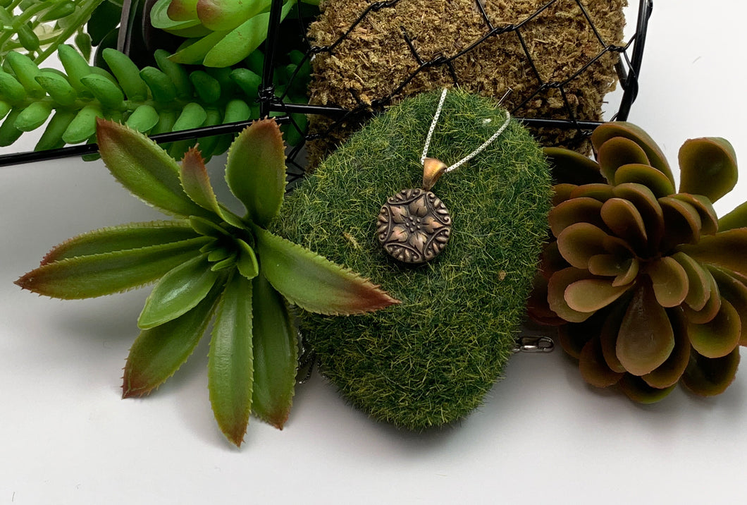 Bronze Textured Flower Pendant