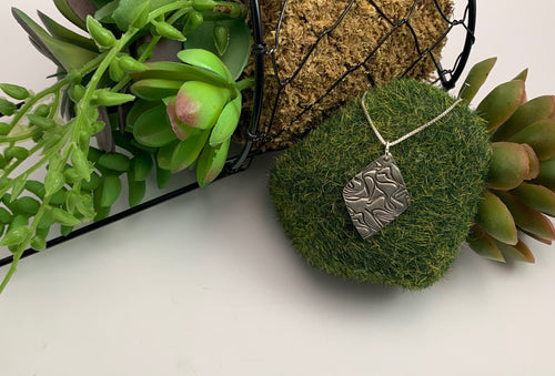 Sterling Silver Textured Pendant, Medium Dogwood