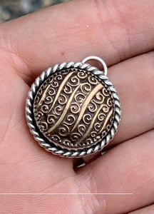 Sterling Silver and Bronze Textured Squiggle Pendant