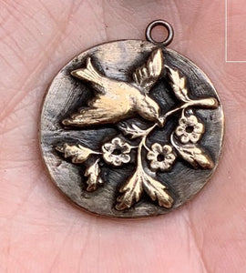 Bronze Bird and Twig Pendant