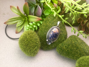 Sodalite Pendant with Floral