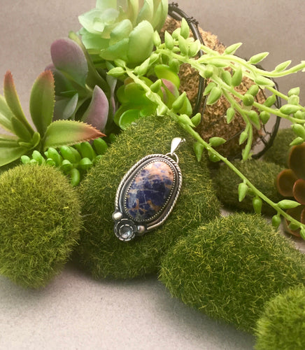 Sodalite Pendant with Floral
