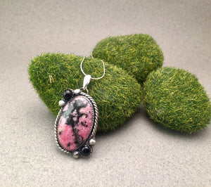 Rhodonochrosite and Onyx Pendant