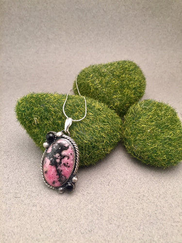 Rhodonochrosite and Onyx Pendant