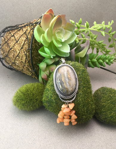 Ocean Jasper with Coordinating Fringe Pendant