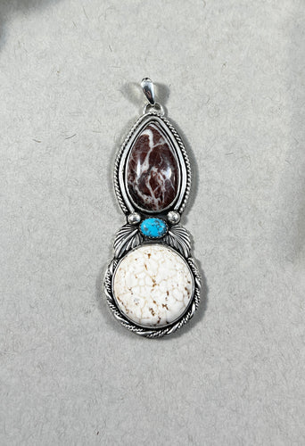 Coffee Bean Jasper and Turquoise Pendant