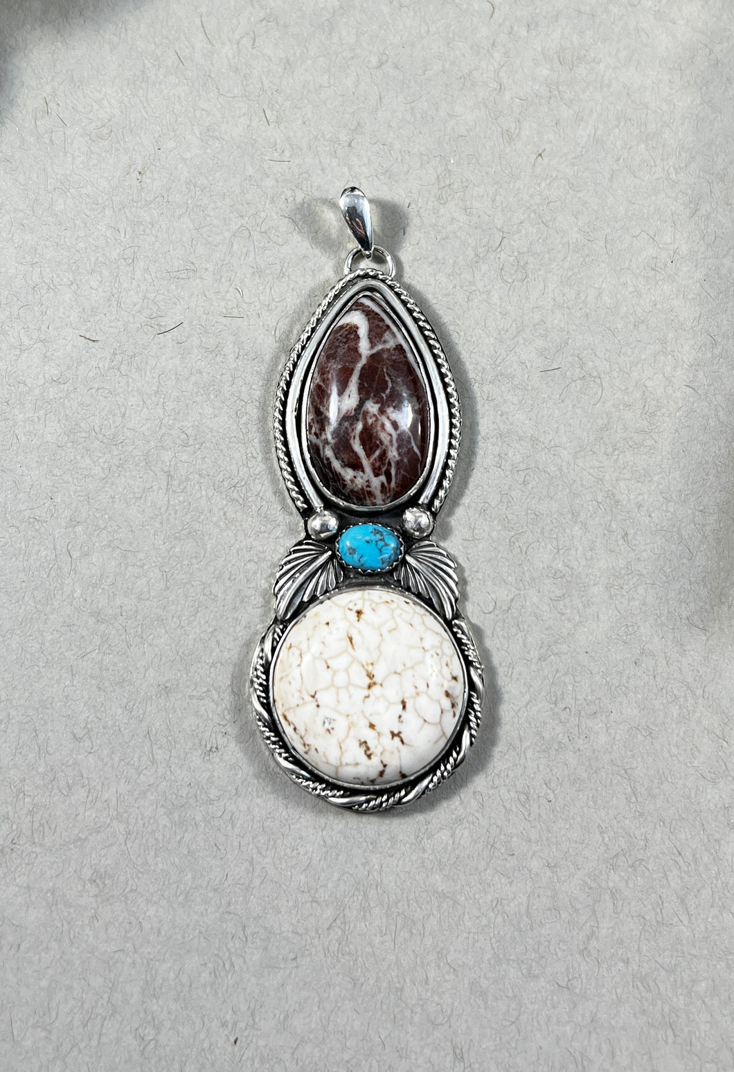 Coffee Bean Jasper and Turquoise Pendant