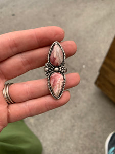 Rhodonchrosite Doublet Floral Ring