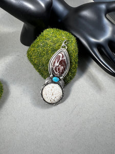 Coffee Bean Jasper and Turquoise Pendant