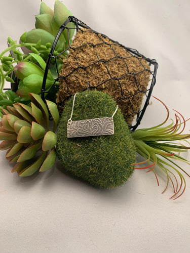 Sterling Silver Horizontal Bar Pendant, Patterned