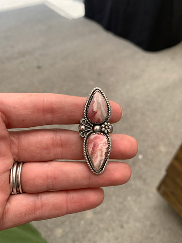 Rhodonchrosite Doublet Floral Ring