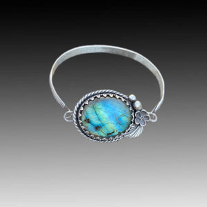 Cuff: Labradorite with Flower Detailing