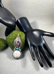 Coffee Bean Jasper and Turquoise Pendant
