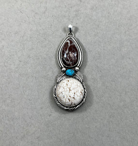 Coffee Bean Jasper and Turquoise Pendant